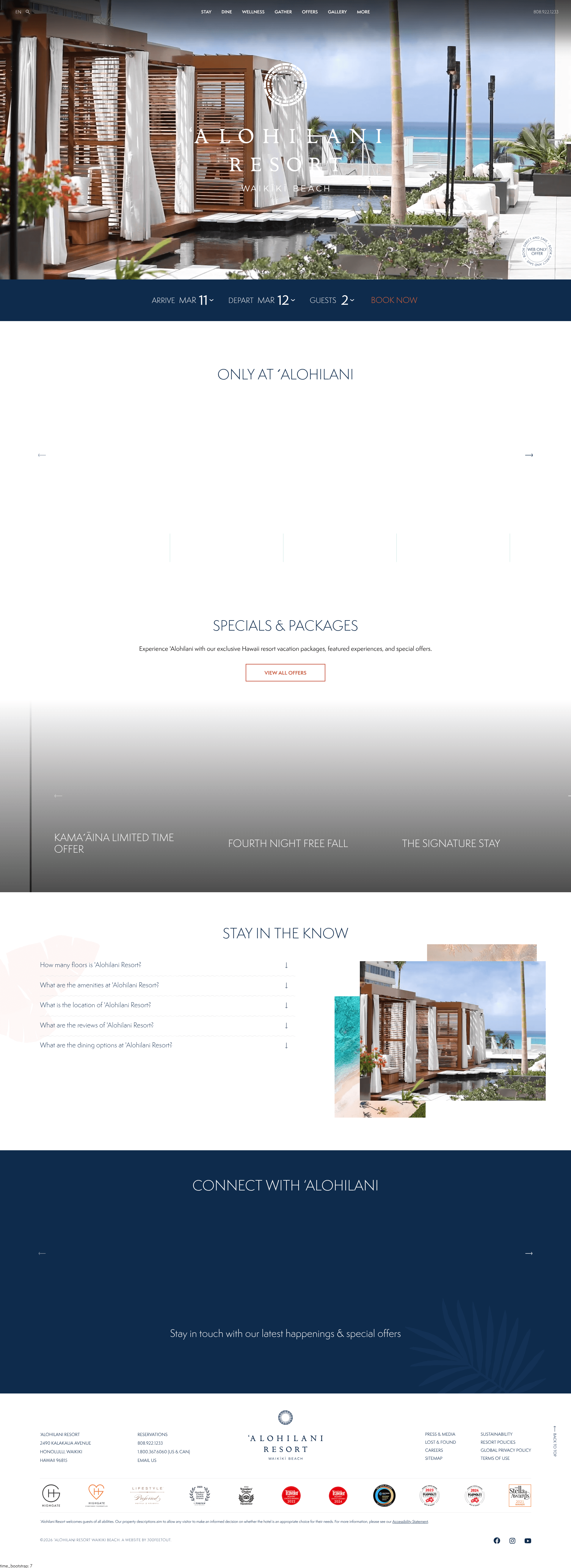 Alohilani Resort | Waikiki Beach | Oahu Hawaii resort hotel website screenshot