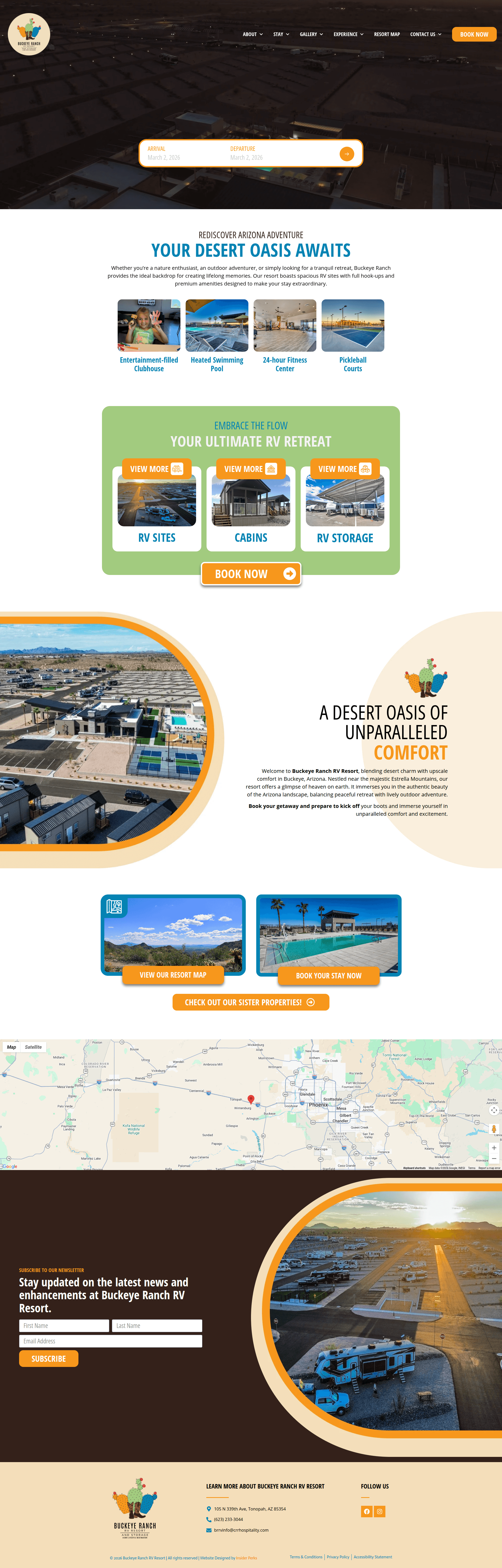 Buckeye Ranch RV Resort website screenshot