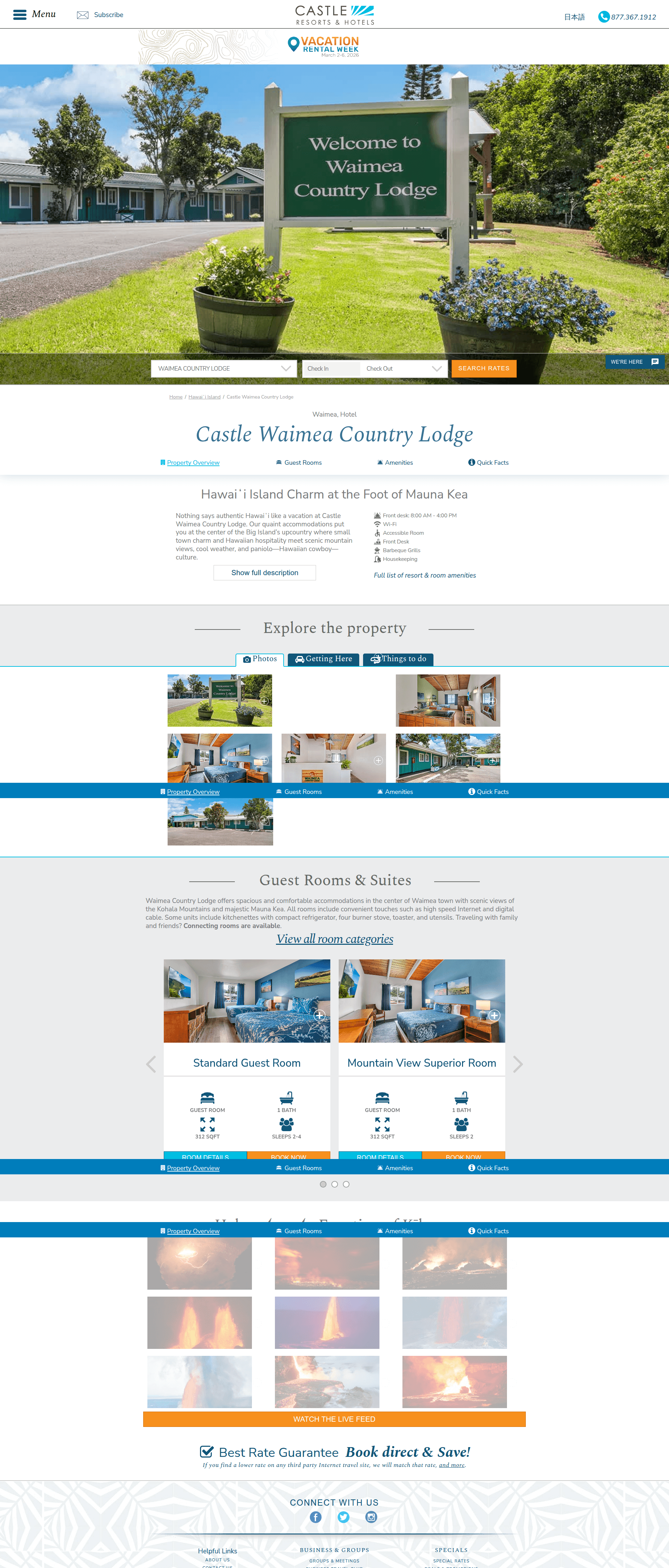 Castle Waimea Country Lodge website screenshot