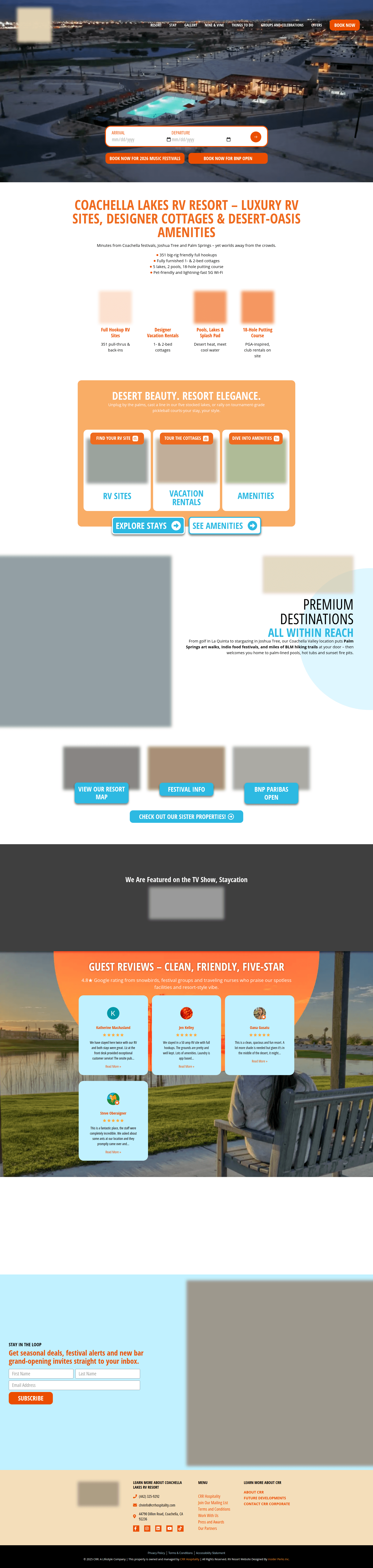 Coachella Lakes RV Resort website screenshot