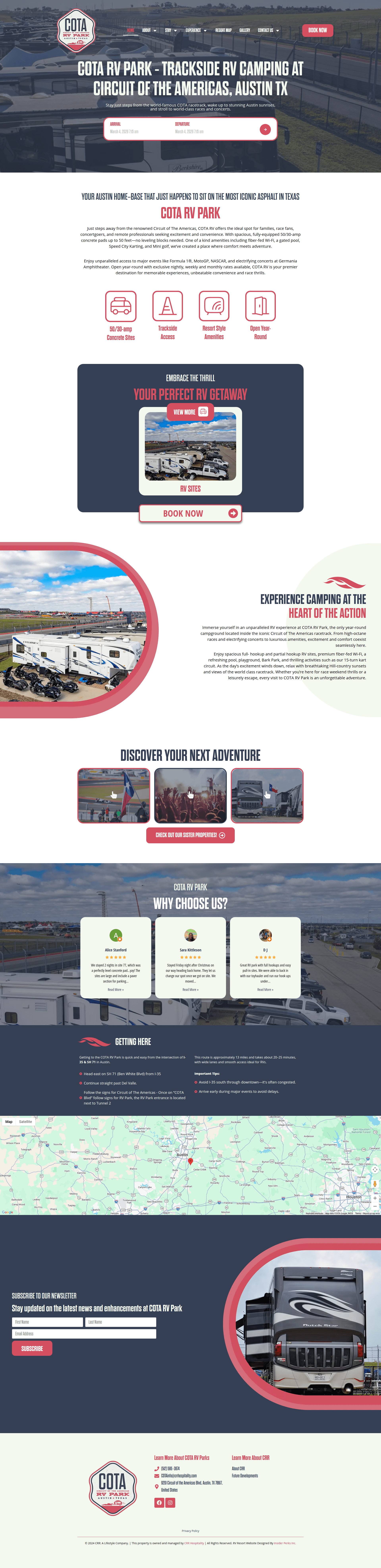 COTA RV Park website screenshot