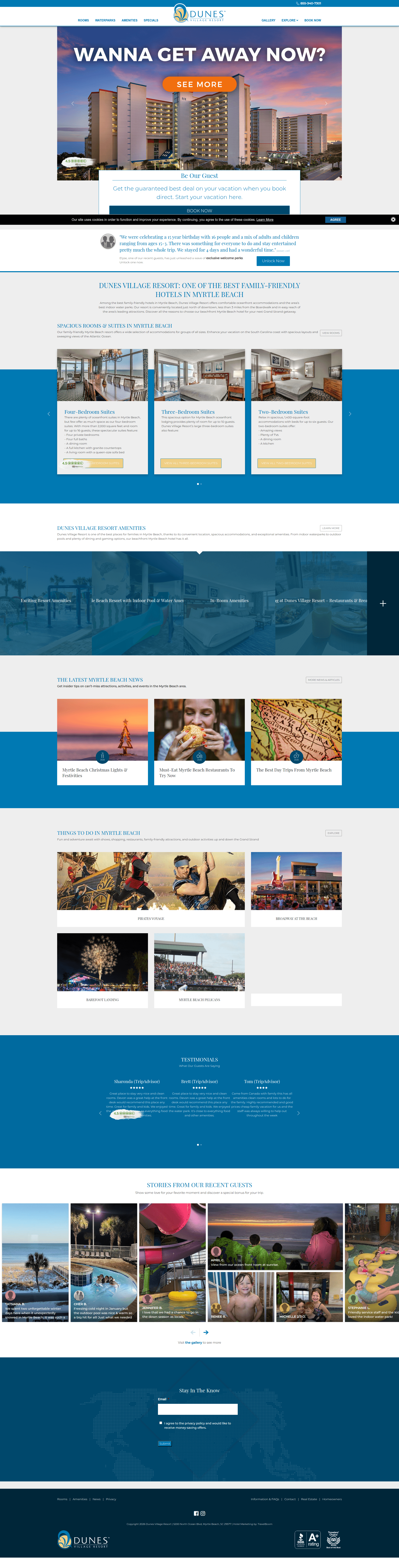 Dunes Village Resort website screenshot