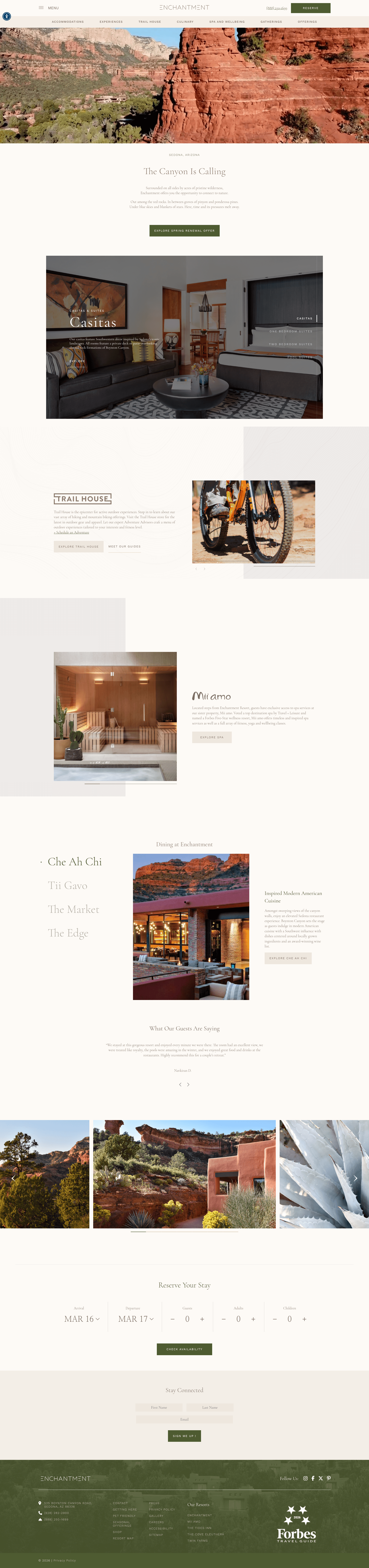 Enchantment Resort website screenshot