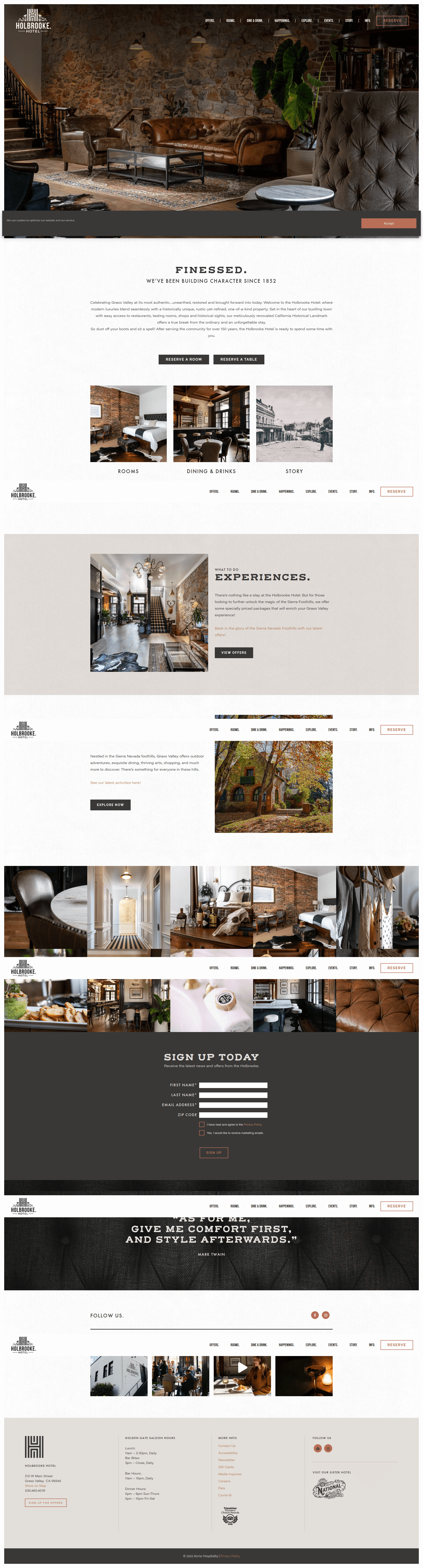 Holbrooke Hotel. website screenshot