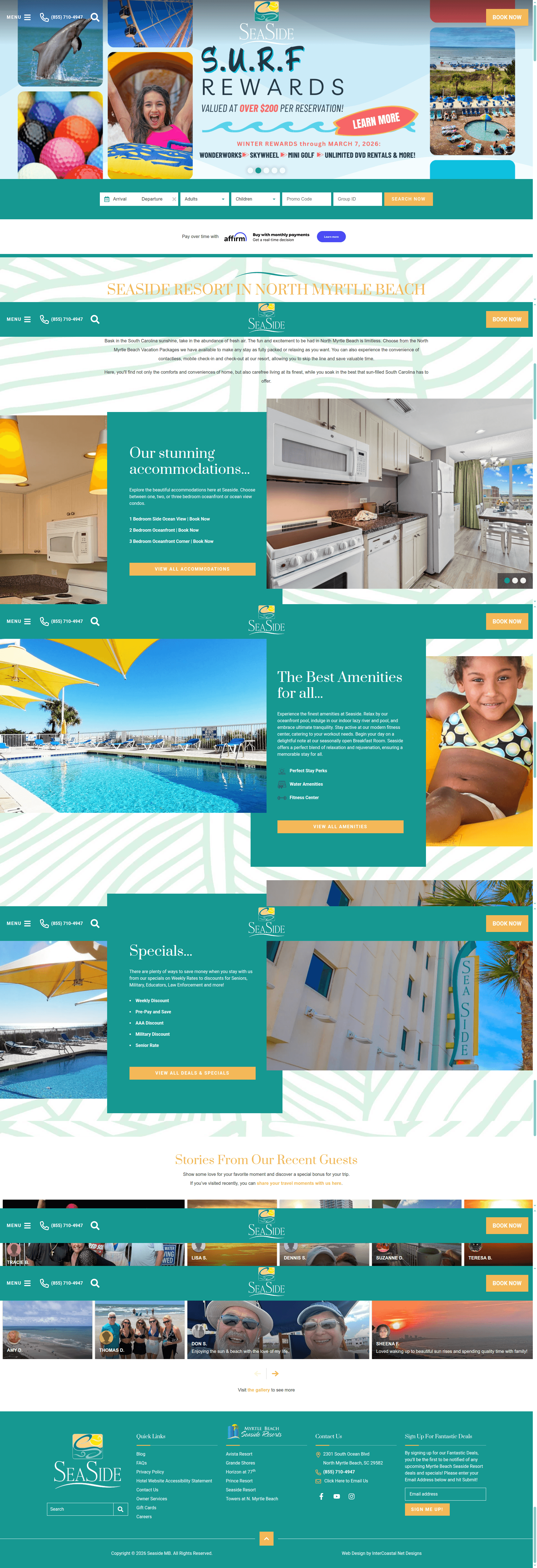 Seaside Resorts website screenshot