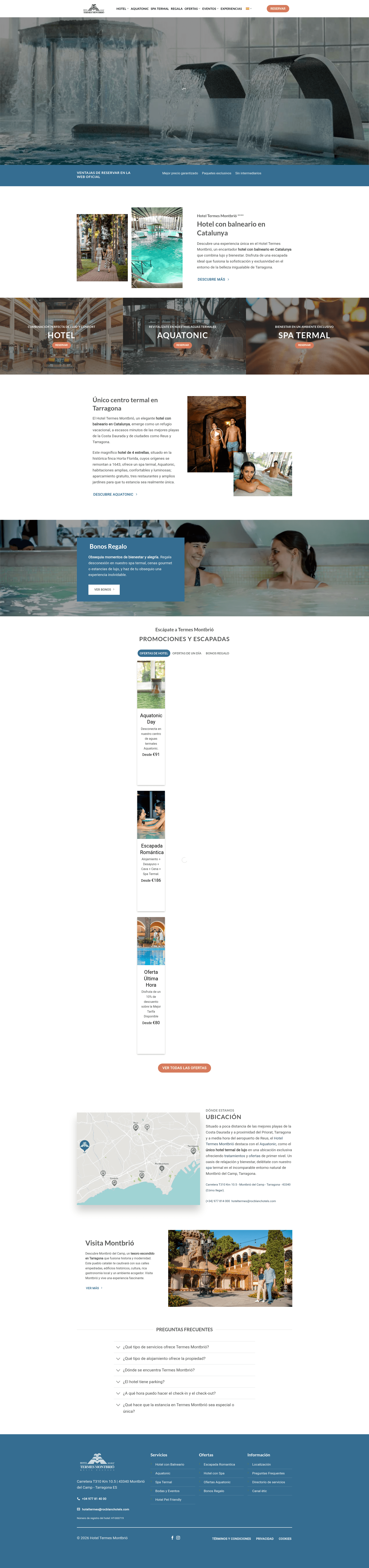 Hotel Balneario en Catalunya | Hotel Termes Montbrió website screenshot
