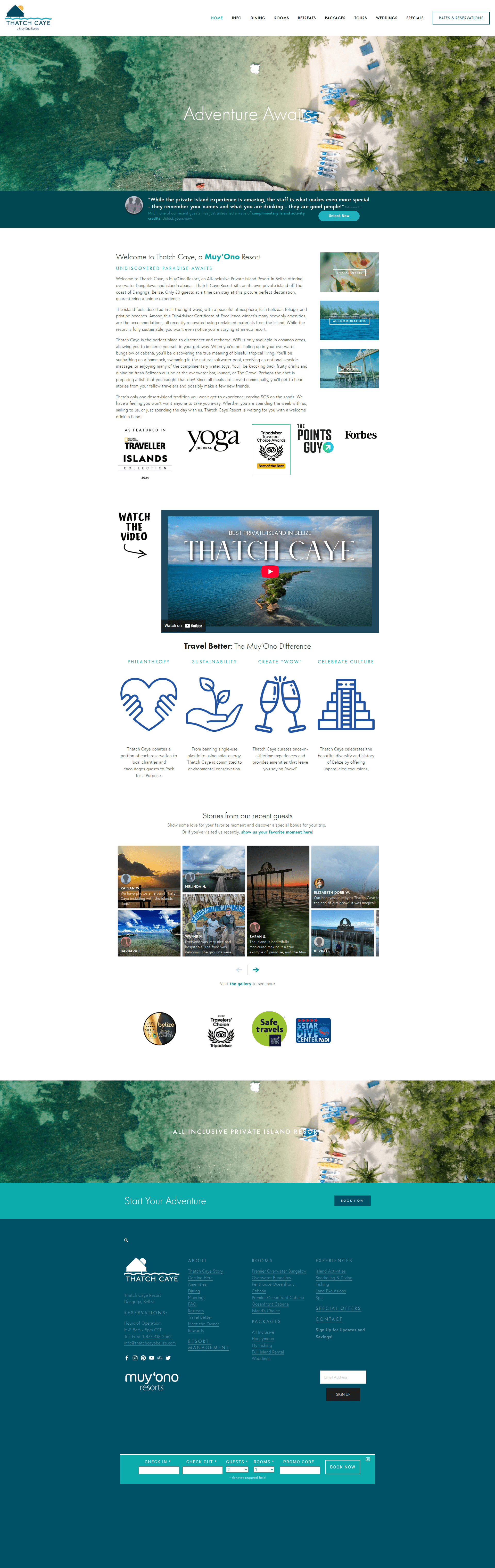 Thatch Caye Resort website screenshot