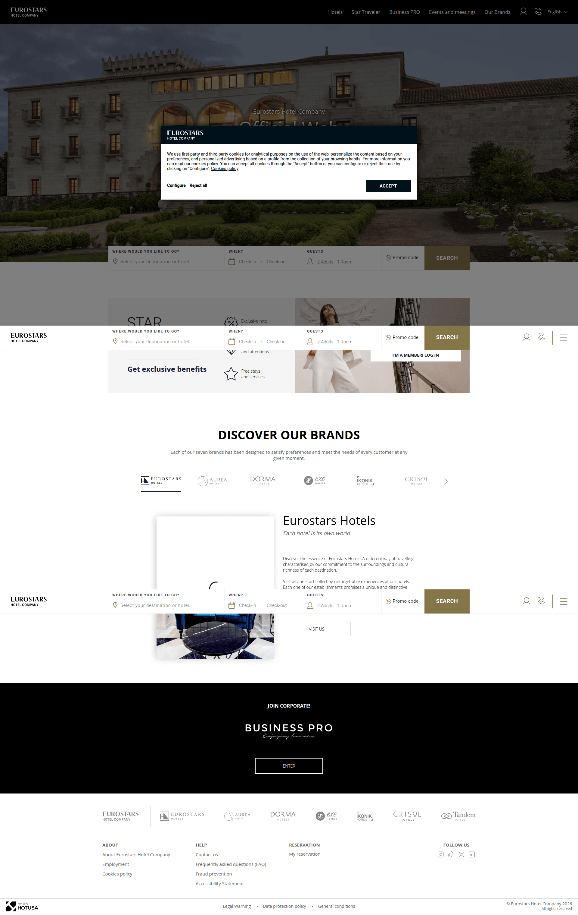 Eurostars Hotel Company website screenshot